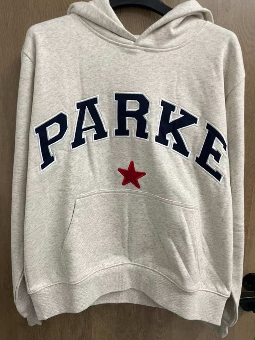 Parke Cream Crewneck Hoodie with Navy Appliqué and Red Star